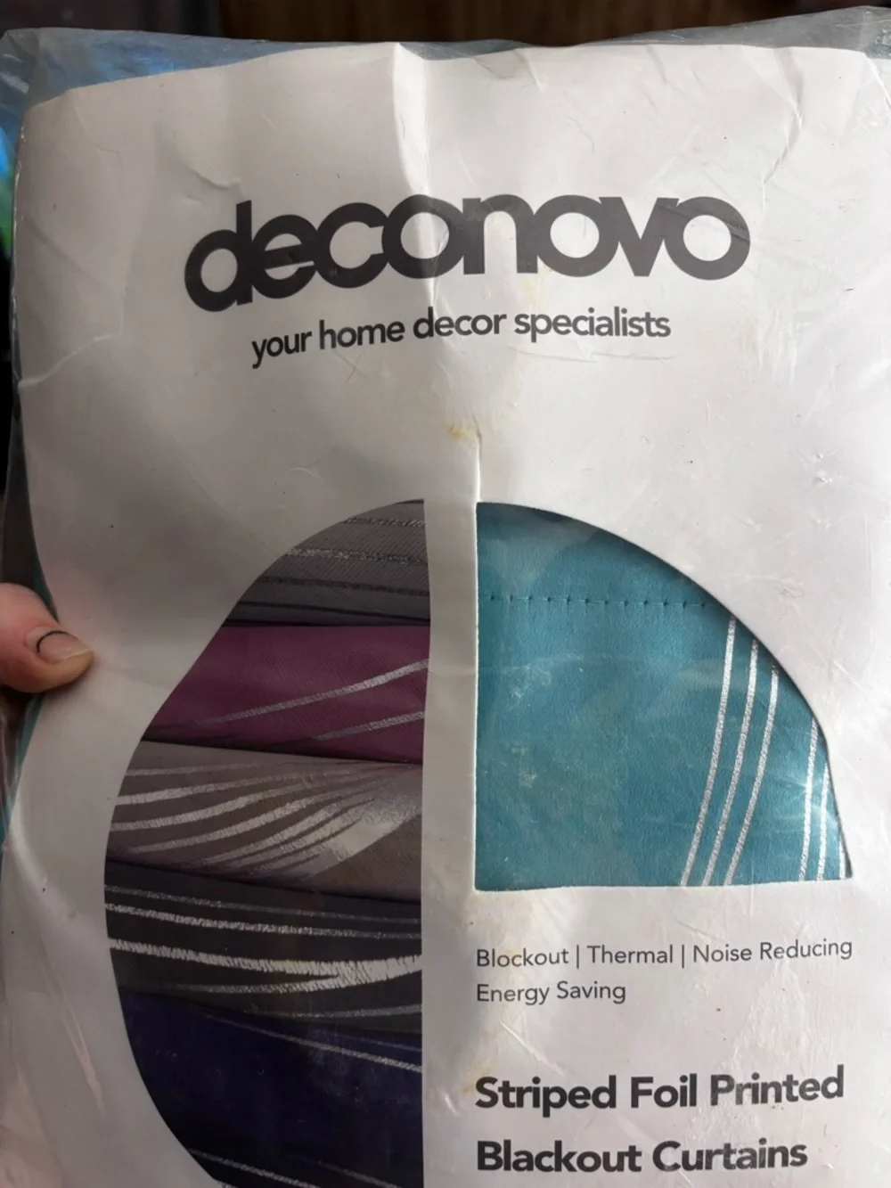 NWT Deconovo Striped Foil Printed Blackout Curtains - Teal